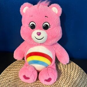 2020 Care Bears Unlock the Magic Pink Rainbow Cheer Bear 14" Plush